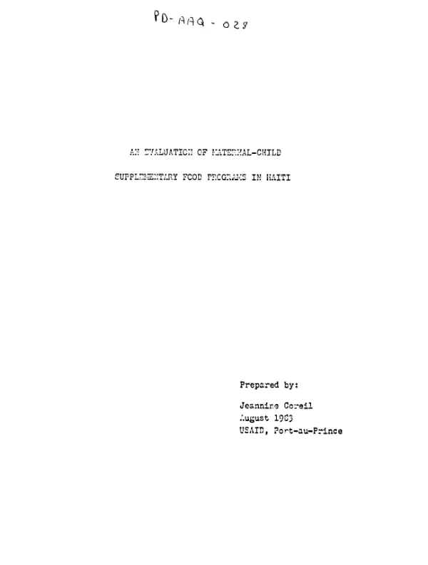 OAR/Togo : assessment of program impact