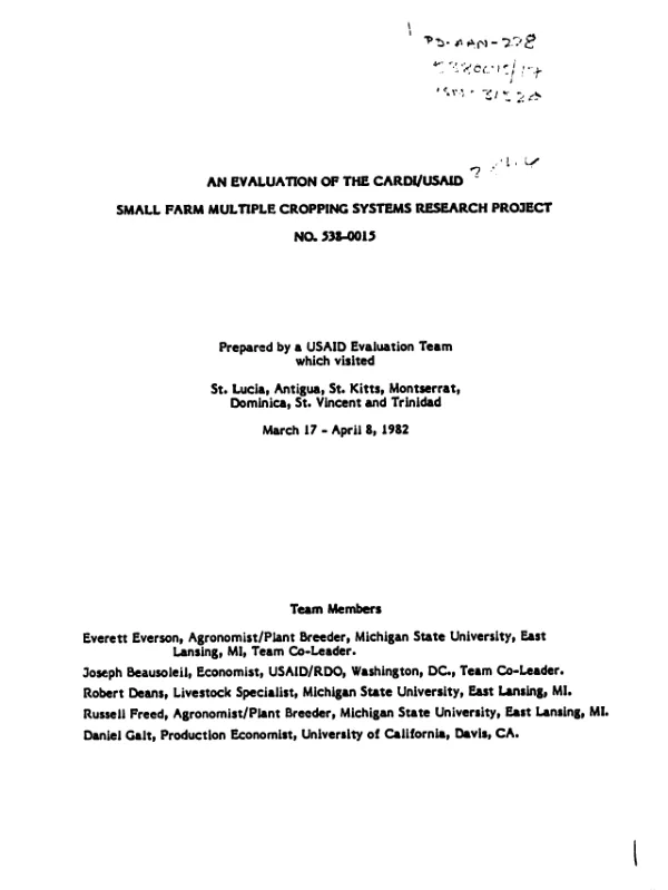 An evaluation of the CARDI/USAID small farm multiple cropping systems research project