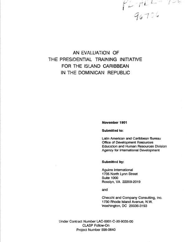 Evaluation of the presidential training initiative for the island Caribbean in the Dominican Republic
