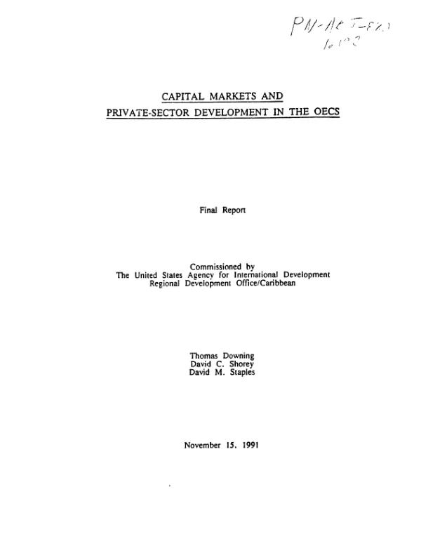 Capital markets and private-sector development in the OECS [Organisation of Eastern Caribbean States]