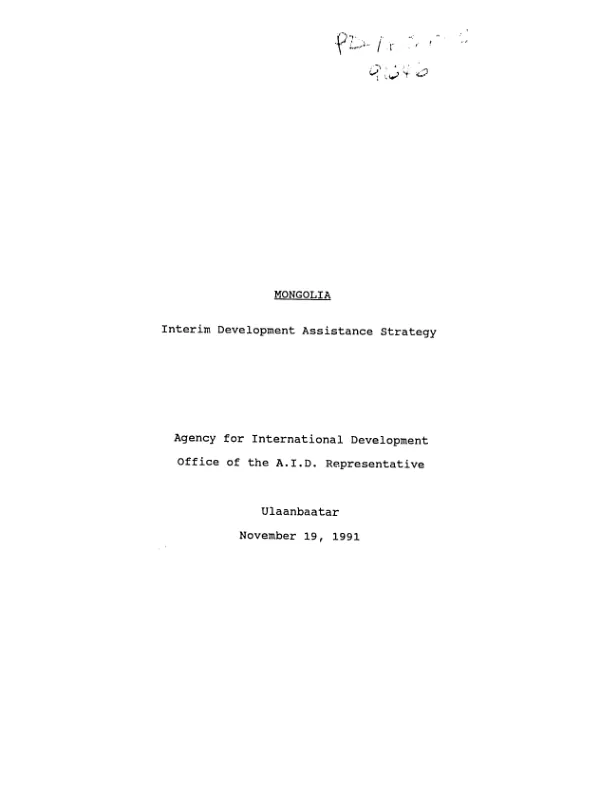 Mongolia : interim development assistance strategy