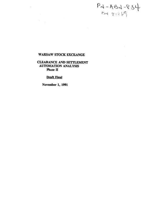 Warsaw Stock Exchange : clearance and settlement automation analysis, phase II