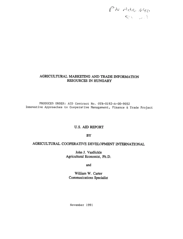 Agricultural marketing and trade information resources in Hungary