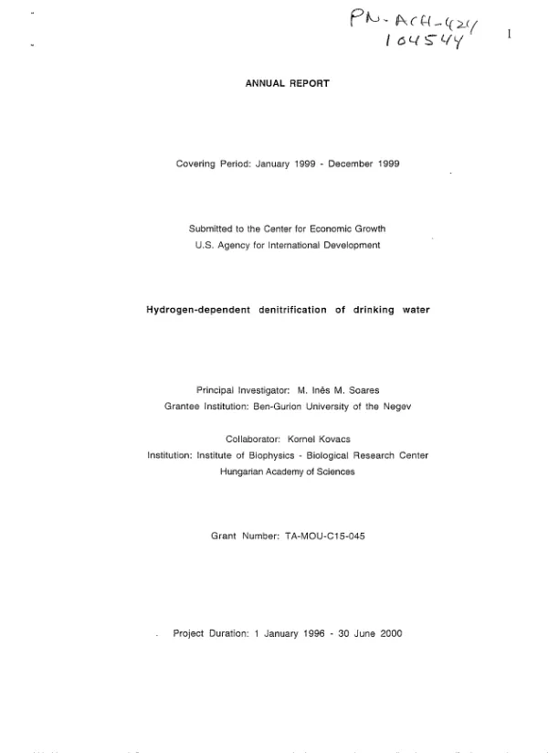 Performance indicators baseline study
