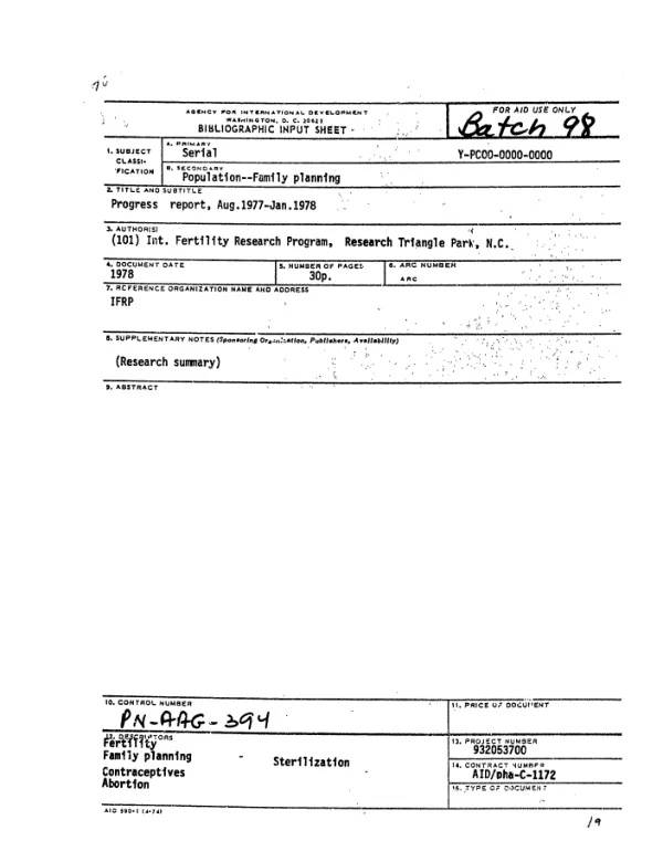 FCA/PVC child survival program : annual report FY 1991 -- Andean rural health care CSVI, PVO country project for Bolivia, October 1, 1990-September 30, 1993