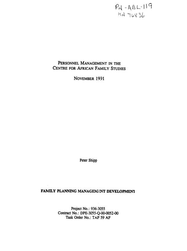 Personnel management in the Centre for African Family Studies