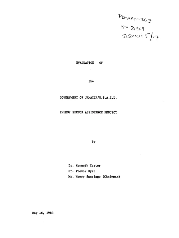 Evaluation of the Government of Jamaica/USAID : energy sector assistance project