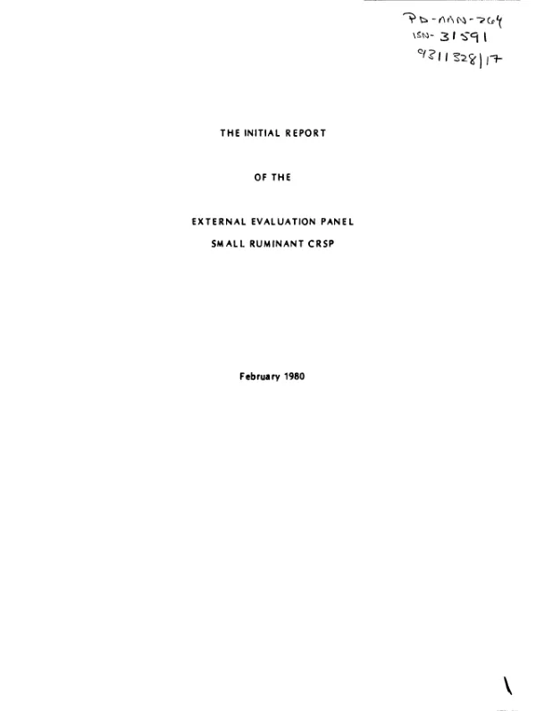 Initial report of the external evaluation panel, small ruminant CRSP