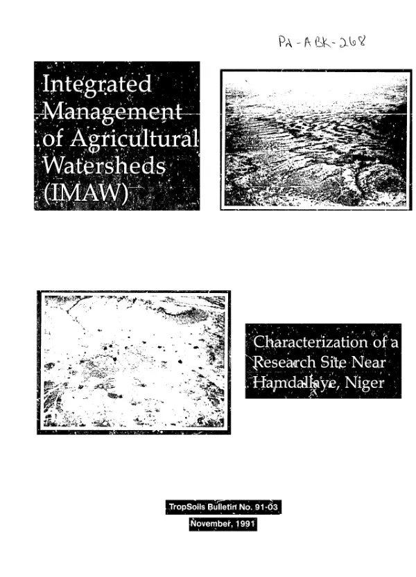 Integrated management of agricultural watershed (IMAW) : characterization of research site near Hamdallaye, Niger