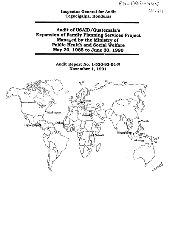 Audit of USAID/Guatemala"s expansion of family planning services project managed by the Ministry of Public Health and Social Welfare, May 20, 1985 to June 30, 1990