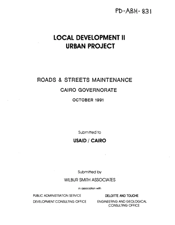 Roads and streets maintenance : Cairo Governorate