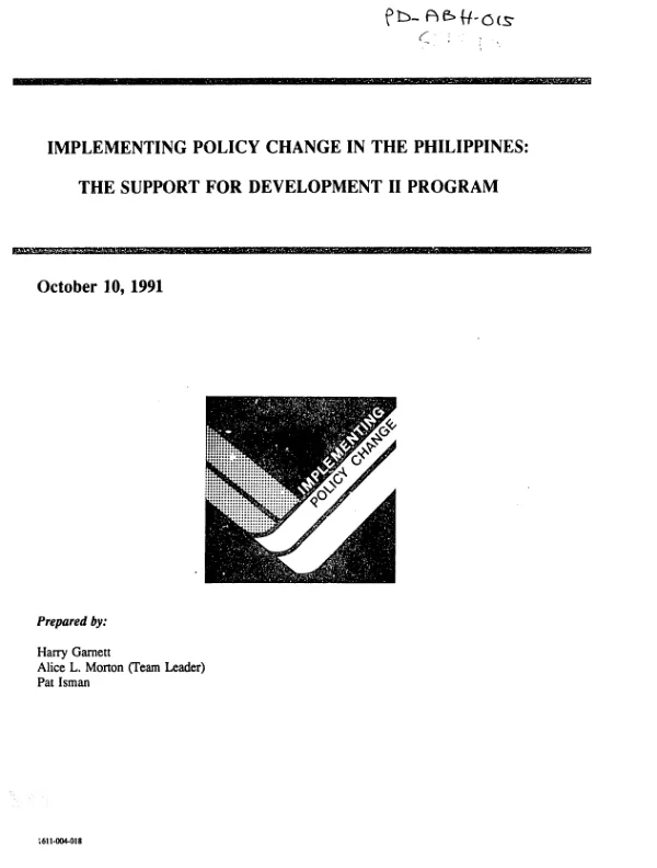 Implementing policy change in the Philippines : the support for development II program
