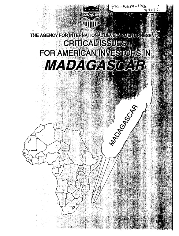 Critical issues for American investors in Madagascar