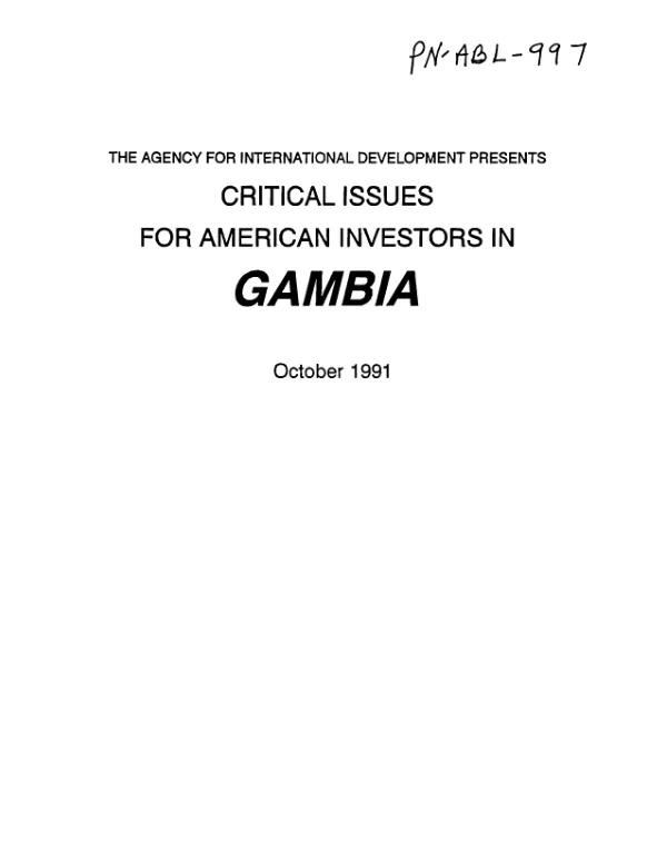 Critical issues for American investors in Gambia
