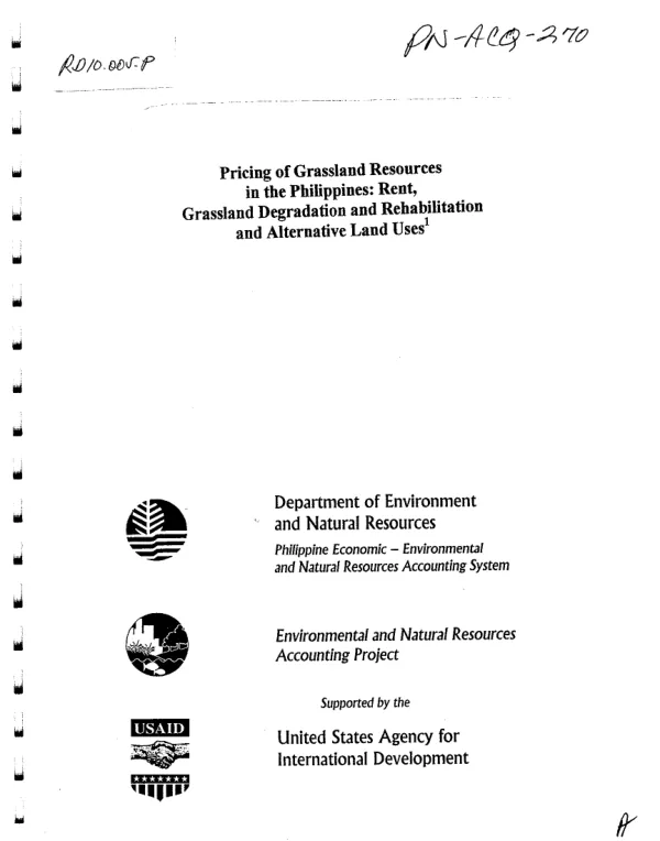 Pricing of grassland resources in the Philippines : rent, grassland degradation and rehabilitation and alternative land uses