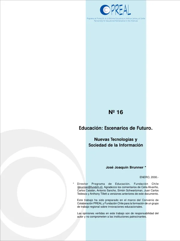 Educacion : escenarios de futuro -- nuevas tecnologias y sociedad de la informacion