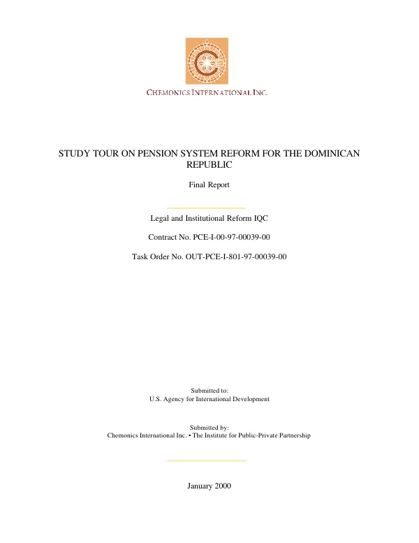 Study tour on pension system reform for the Dominican Republic : final report