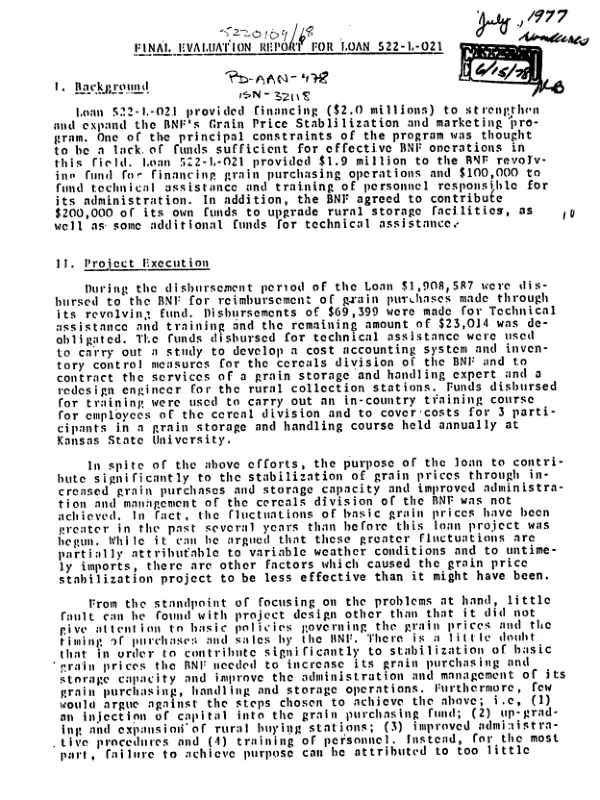 Final evaluation report for loan 522-L-021
