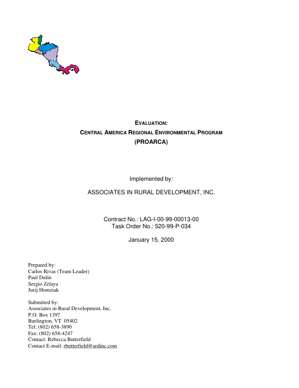 Evaluation : Central America regional environmental program (PROARCA)