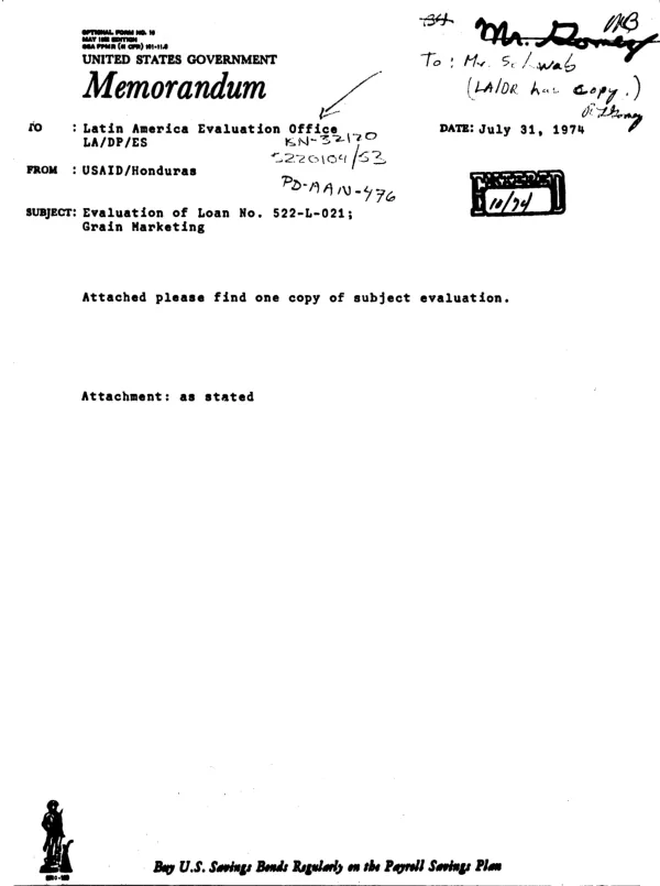 Evaluation of loan no. 522-L-021 : grain marketing