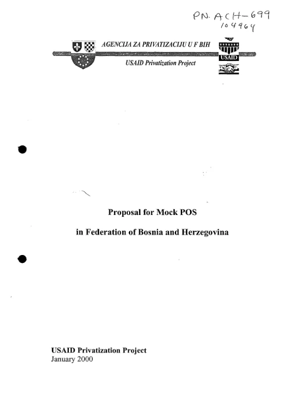 Proposal for mock POS [public offering of shares] in Federation of Bosnia and Herzegovina