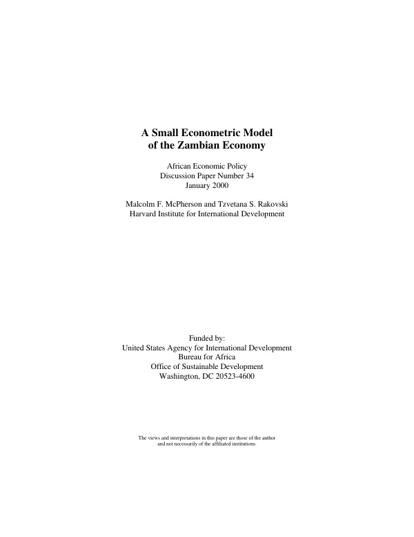Small econometric model of the Zambian economy