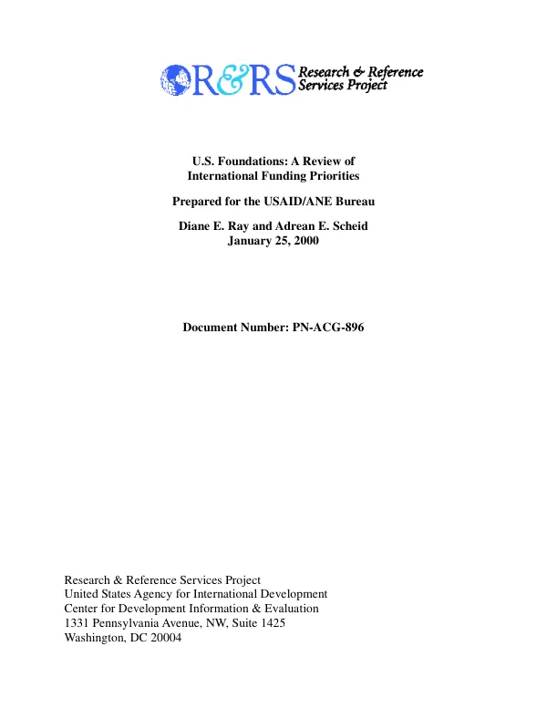 U.S. foundations : a review of international funding priorities