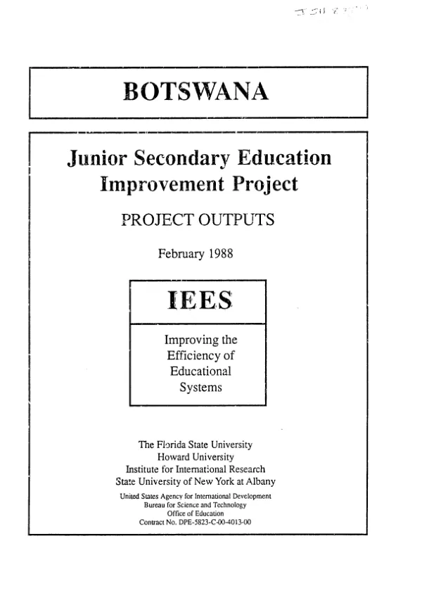 Botswana : junior secondary education improvement project -- project outputs