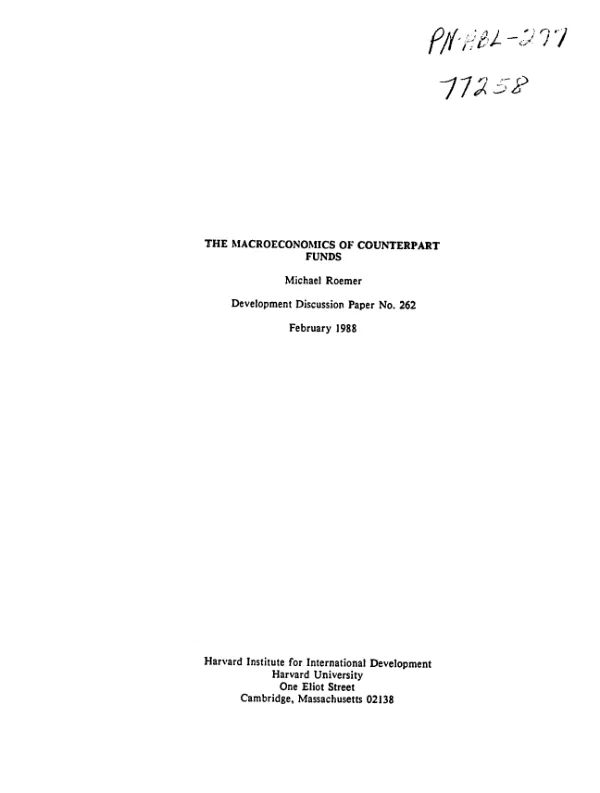 Macroeconomics of counterpart funds