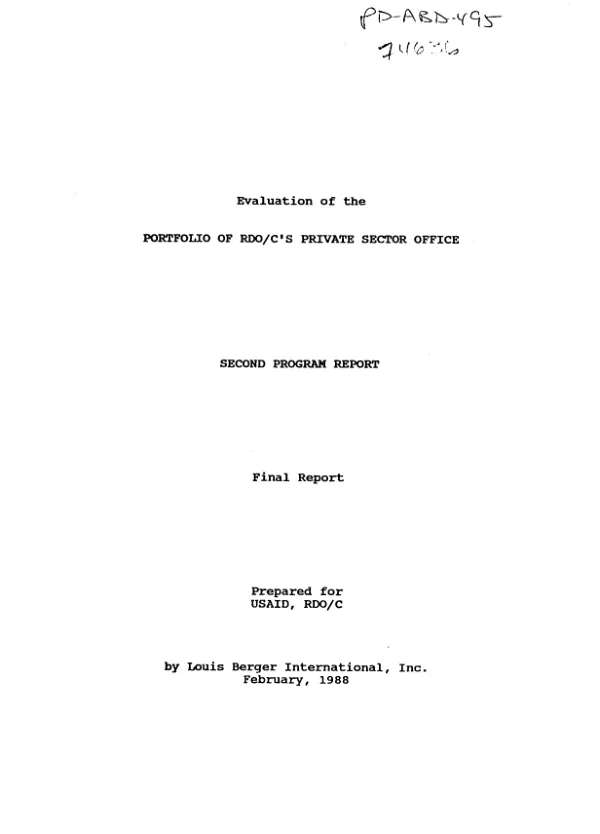 Evaluation of the portfolio of RDO/C"s private sector office : second program report