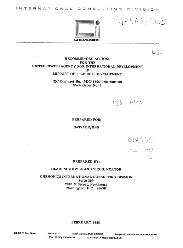 Recommended actions for the United States Agency for International Development in support of fisheries development