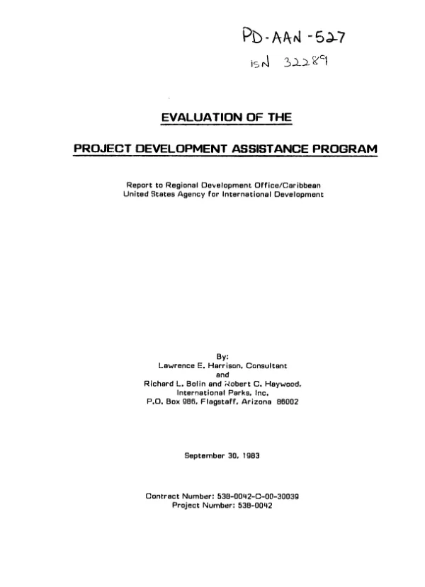 Evaluation of the project development assistance program