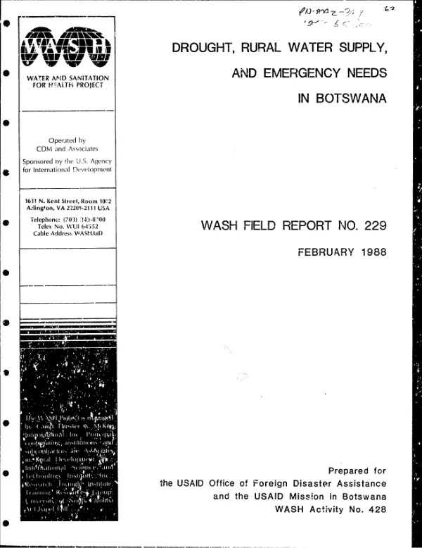 Drought, rural water supply, and emergency needs in Botswana