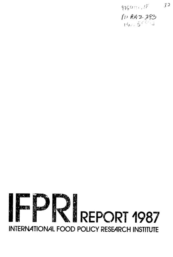 IFPRI report, 1987 : International Food Policy Research Institute