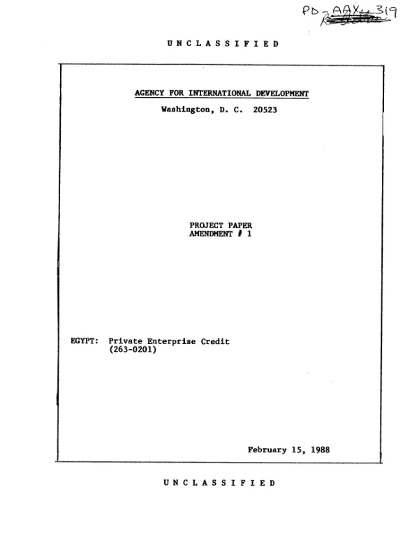 Private enterprise credit : amendment no. 1