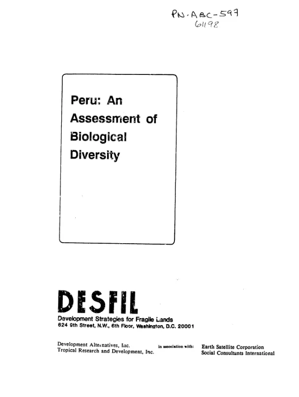 Peru : an assessment of biological diversity
