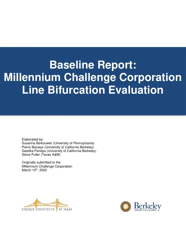 Baseline Report: Millennium Challenge Corporation Line Bifurcation Evaluation