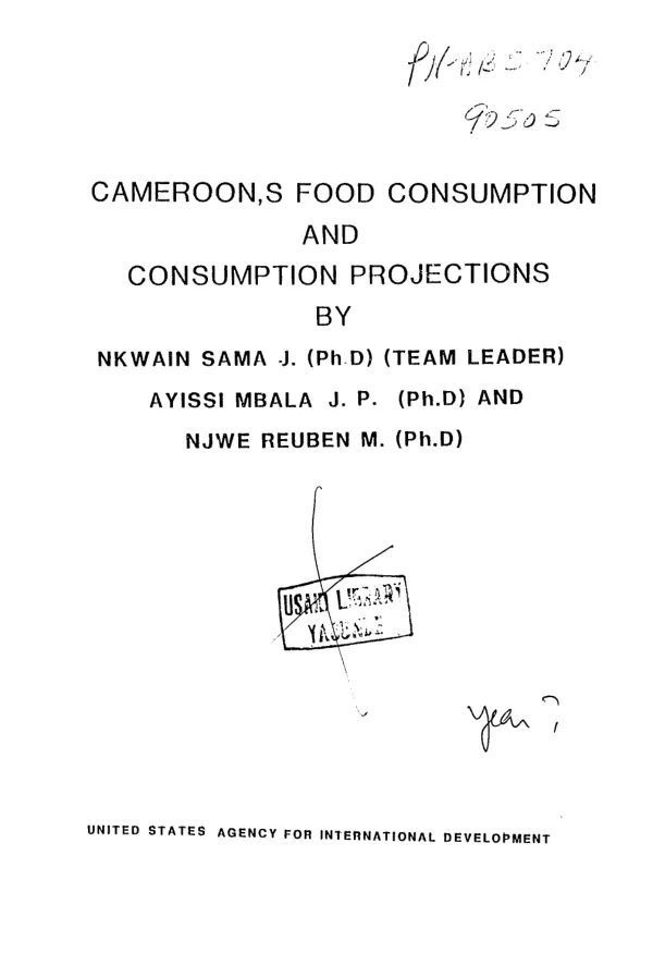 Cameroon,s [i.e. Cameroon"s] food consumption and consumption projections