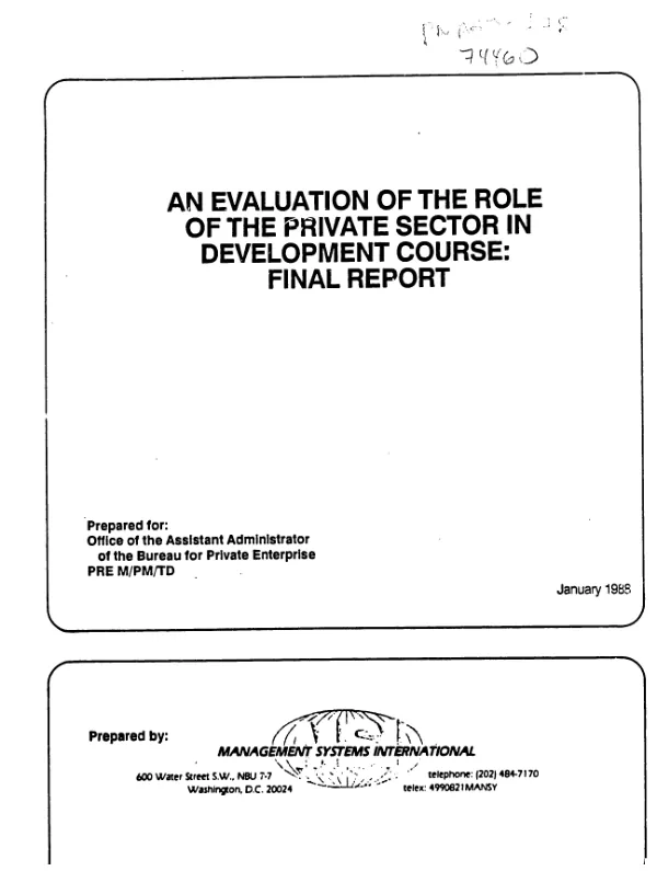 Evaluation of the role of the private sector in development course : final report