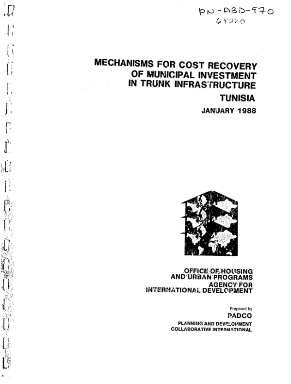 Mechanisms for cost recovery of municipal investment in trunk infrastructure, Tunisia