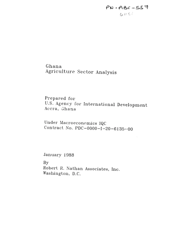Ghana : agriculture sector analysis