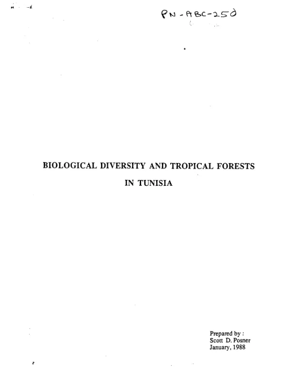 Biological diversity and tropical forests in Tunisia