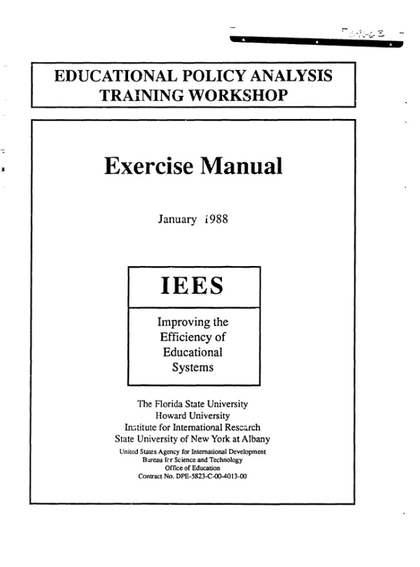 Educational policy analysis training workshop : exercise manual