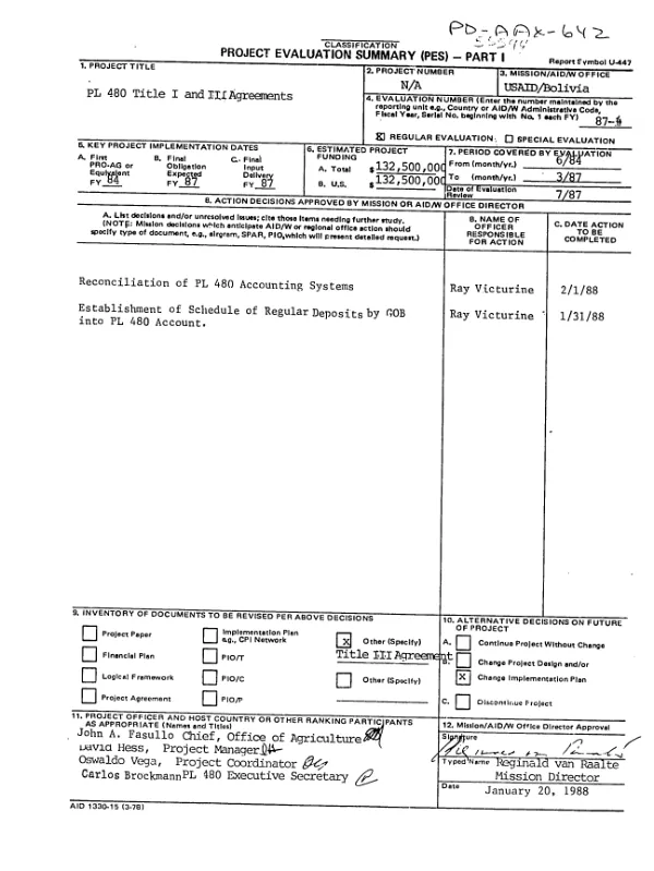 PL-480 Title I and III agreements