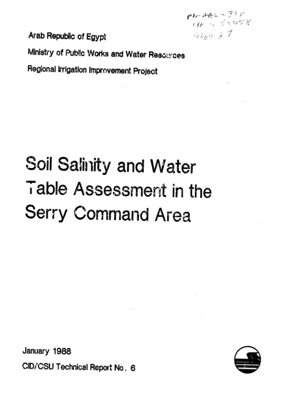 Soil salinity and water table assessment in the Serry command area