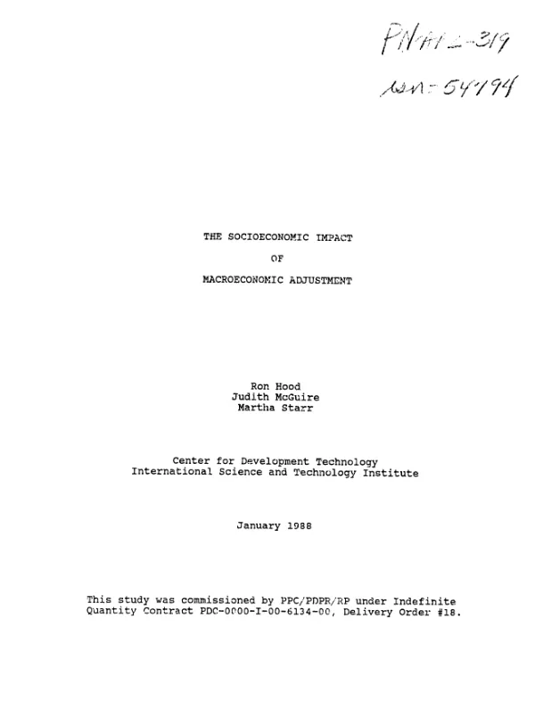 Socioeconomic impact of macroeconomic adjustment