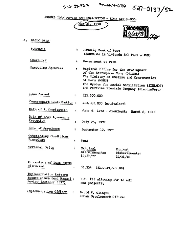 Annual loan review evaluation - loan 527-L-055