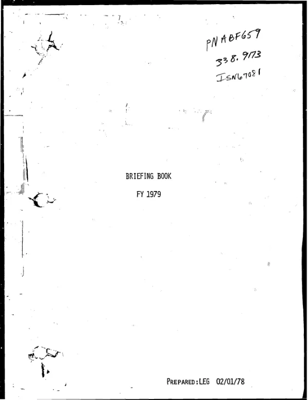 [AID Administrator"s] briefing book, FY 1979