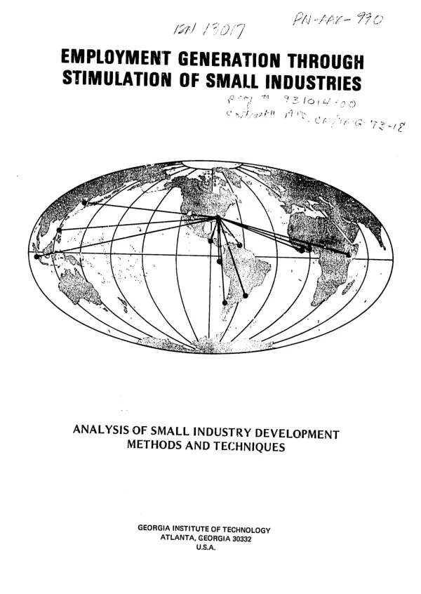 Analysis of small industry development methods and techniques : a review of selected techniques for industrial development