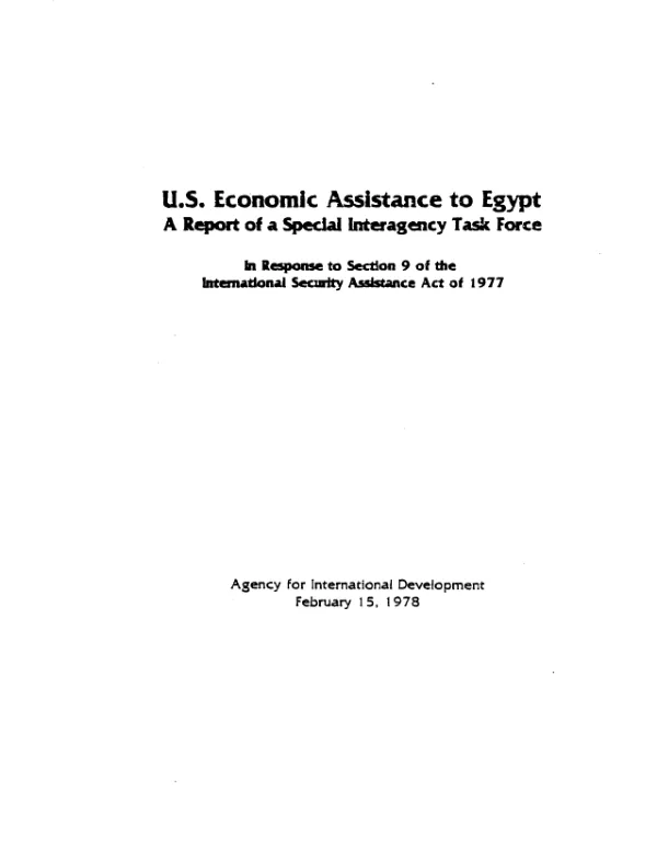 U.S. economic assistance to Egypt : a report of a special interagency task force in response to section 9 of the International Security Assistance Act of 1977